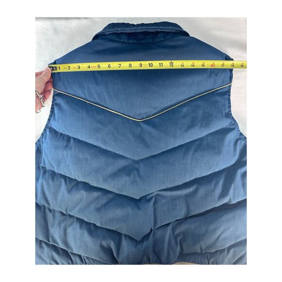 Vintage Woolrich Men's sz L/XL Goose Down Puffer Vest Snap Closure 80s 90s Navy - Picture 6 of 7